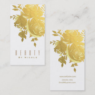 Goldene Rosen Faux-Folie Elegante moderne Blumenho Visitenkarte