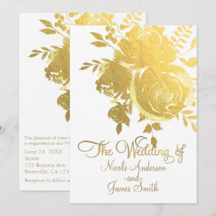 Goldene Rosen Faux Folie Elegante Moderne Florale  Einladung