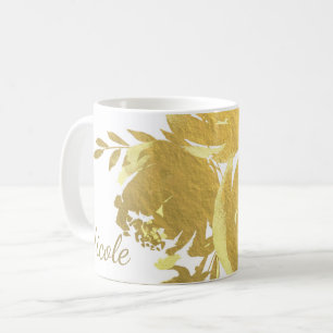 Goldene Rosen Faux Folie Elegante Moderne Florale Kaffeetasse