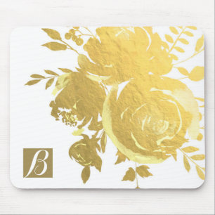 Goldene Rosen Faux Folie Elegante Moderne Florale  Mousepad