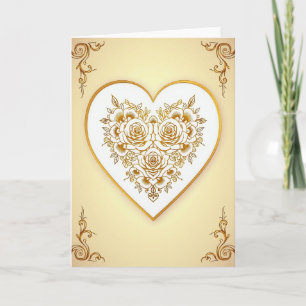Goldene Rosen Herz Liebeskarte Karte