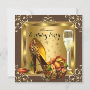 Goldene Rosen High Heels Champagner Elegante Party Einladung