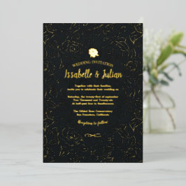 goldene Rosen Hochzeitseinladung Folieneinladung