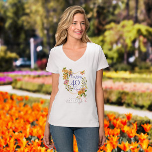 Goldene Rosen-Schleife 40. Geburtstag T-Shirt