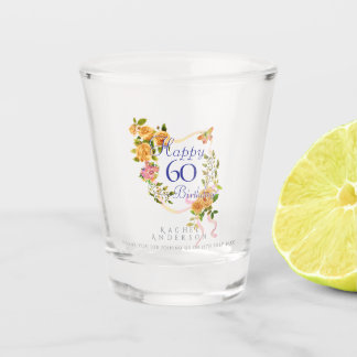 Goldene Rosen-Schleife 60. Geburtstag Schnapsglas