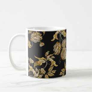 Goldene Rosen: Vintage Stickereimuster Kaffeetasse