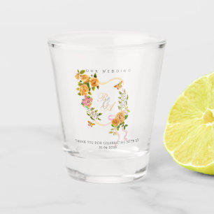 Goldene Rosenband-Monogramm-Hochzeit Schnapsglas