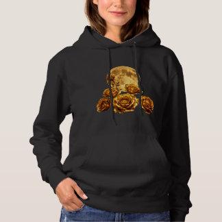 Goldene Rosenblumen & Vollmond Himmels-Luxus G Hoodie