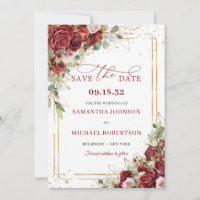 Goldene Rot-Merlot-Goldgeometrie Save the Date
