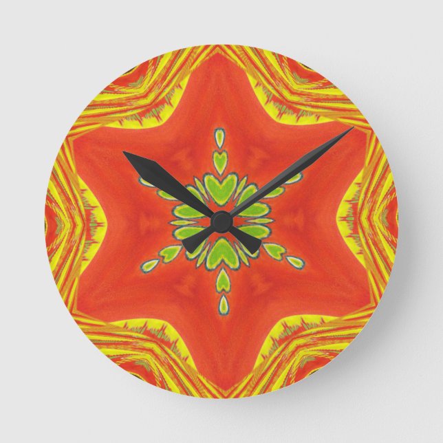 Goldene rote afrikanische traditionelle Farben Runde Wanduhr (Vorderseite)