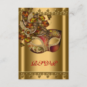 Goldene rote Maske Goldene rote Maskenparty RSVP Karte