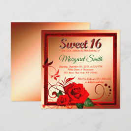 Goldene rote Rose süß 16 Einladung