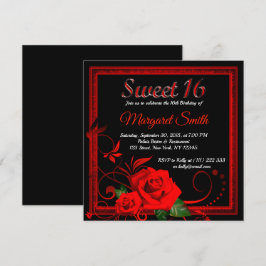 Goldene rote Rose süß 16 Einladung v2