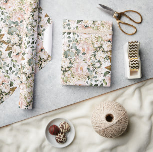 Goldene, rötliche Eukalyptusgold-Glitzern Rose Geschenkpapier