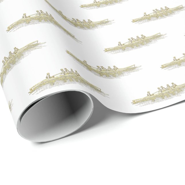 Goldene Rowers Crew Team Wassersport Geschenkpapier (Rolleneckpunkt)