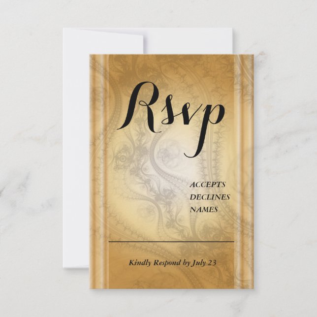 Goldene Rsvp-Karte mit Spitzendesign RSVP Karte (Vorderseite)