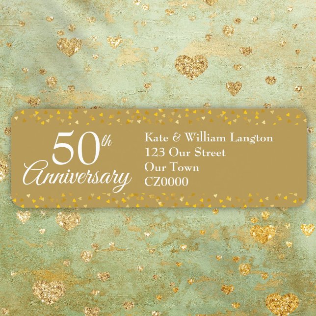 Goldene Rücksendeadresse zum 50. Jahrestag der Hoc (50th Wedding Anniversary Gold Return Address Label)