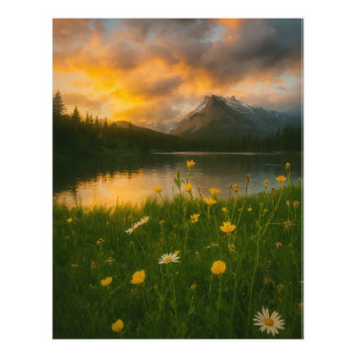 Goldene Ruhe: Bergsee Fotodruck