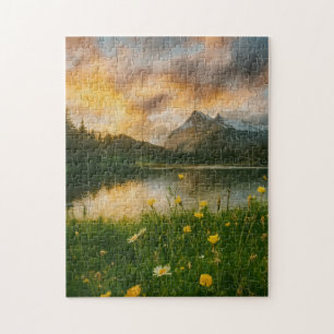 Goldene Ruhe: Bergsee-Puzzle