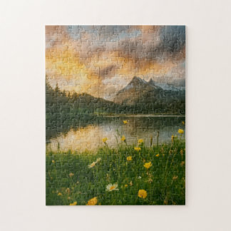 Goldene Ruhe: Bergsee-Puzzle