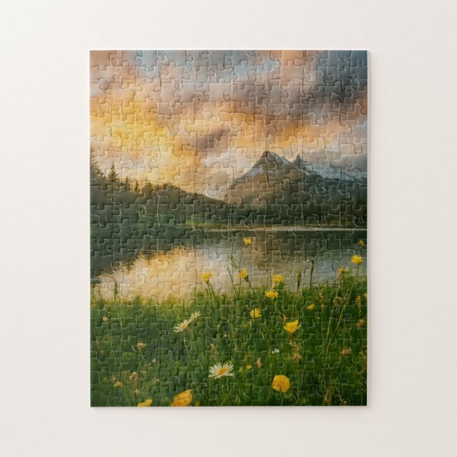 Goldene Ruhe: Bergsee-Puzzle (Vertikal)