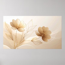 Goldene Ruhe: Minimalistische Florale Linienkunst