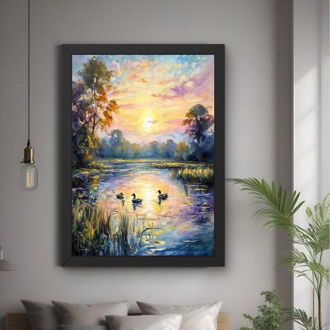 Goldene Ruhe Schluchten Landschaft am See mit Ente Poster (Von Creator hochgeladen)