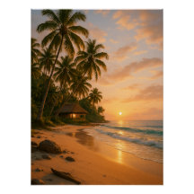 Goldene Ruhe - Tropical Sunset Beach Poster