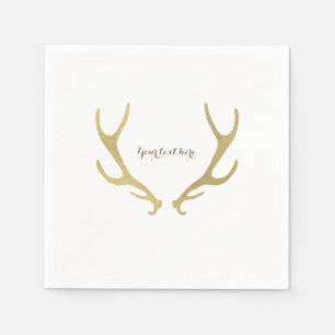 Goldene Rustikale Geweih Holzige Glam Hochzeitsfei Serviette