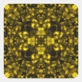 Goldene sakrale Energie-Fraktal-Kunst Quadratischer Aufkleber