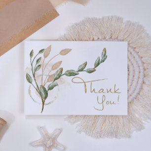 Goldene Salbeigrüne Florale Elegante Dankeskarten Dankeskarte