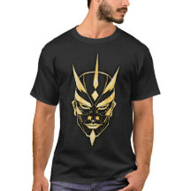 Goldene Samurai-Maske Schwarzes T-Shirt