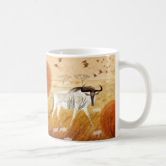 Goldene Savannah-Reise Whimsical Wildebeest Kaffee Kaffeetasse