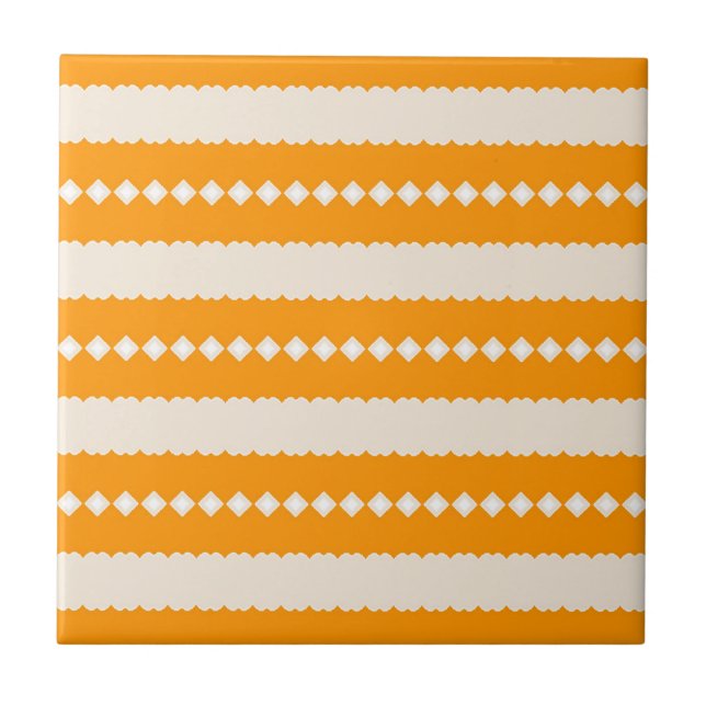 Goldene Savanne Afrikanisch Orange & Elfenbein Geo Fliese (Vorderseite)
