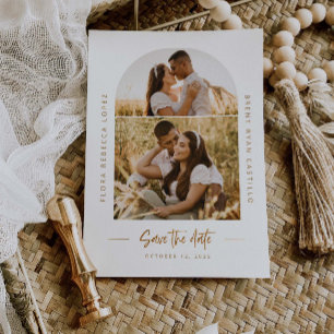 Goldene Scallop Save the Date Hochzeitsfotokarte