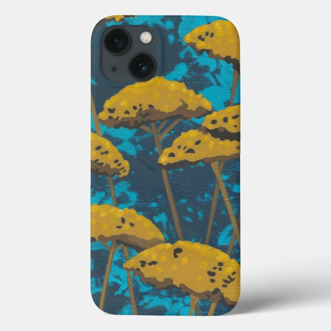 Goldene Schafgarbe-Garten mit blauem Hintergrund Case-Mate iPhone Hülle (Rückseite)