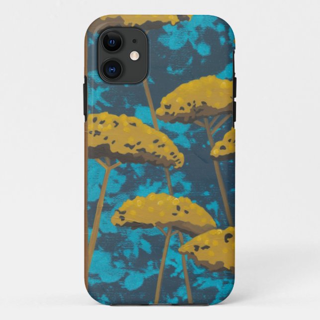Goldene Schafgarbe-Garten mit blauem Hintergrund Case-Mate iPhone Hülle (Rückseite)
