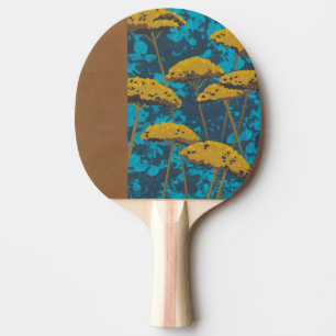 Goldene Schafgarbe-Garten mit blauem Hintergrund Tischtennis Schläger