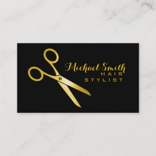 Goldene Schere Elegante Hair Stylist Visitenkarte