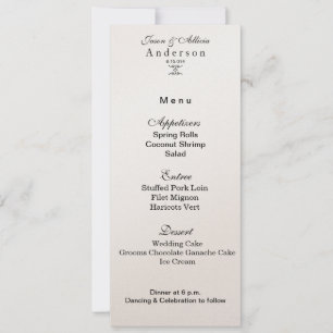 Goldene Schimmer-Menükarte für Hochzeiten & Galas Einladung