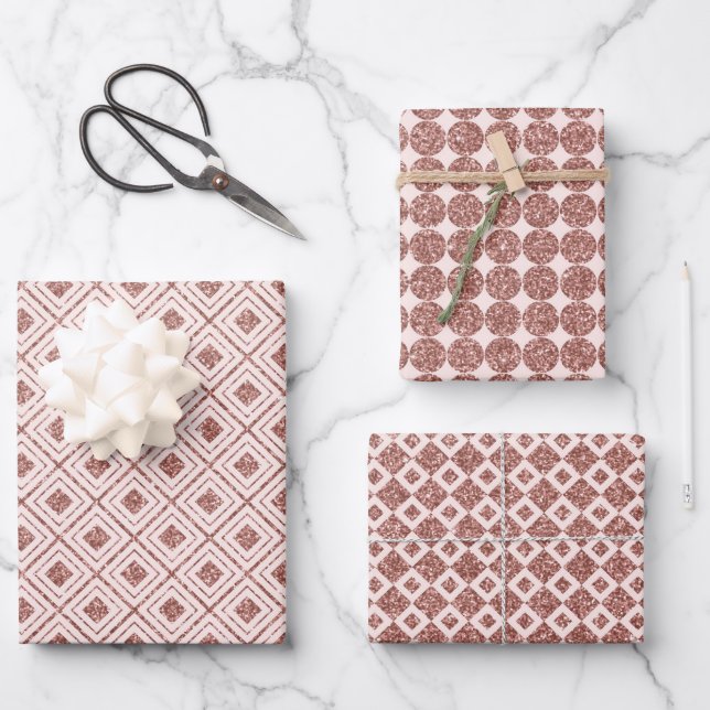 Goldene schimmernde Rose Geschenkpapier Set (Vorderseite)