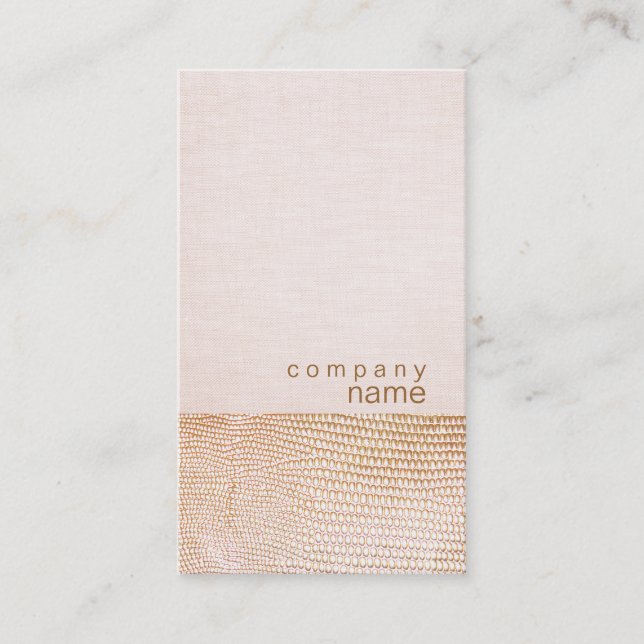 Goldene Schlange Skin Muster Pink Linen Look Bouti Visitenkarte (Vorderseite)