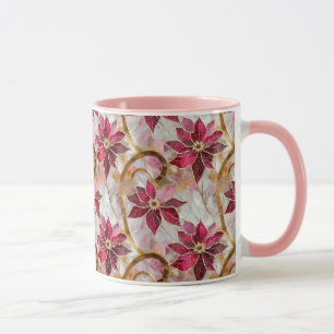 Goldene Schlieren Burgunder Rosa Weihnachts-Poinse Tasse