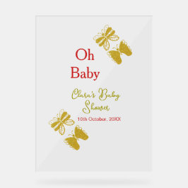 Goldene Schmetterling Rote Babydusche - Baby moder Acrylschild