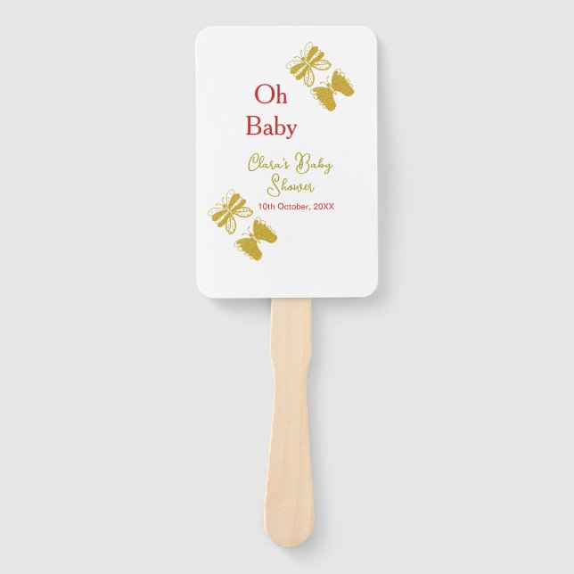 Goldene Schmetterling Rote Babydusche - Baby moder Fächer (Vorderseite)