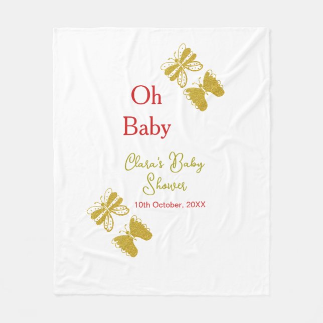 Goldene Schmetterling Rote Babydusche - Baby moder Fleecedecke (Vorderseite)