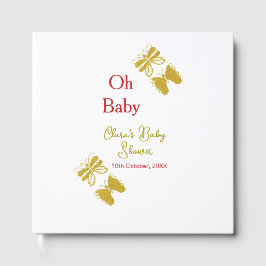 Goldene Schmetterling Rote Babydusche - Baby moder Gästebuch