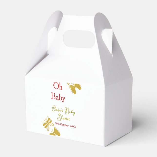 Goldene Schmetterling Rote Babydusche - Baby moder Geschenkschachtel (Vorderseite)