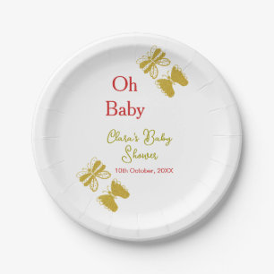 Goldene Schmetterling Rote Babydusche - Baby moder Pappteller