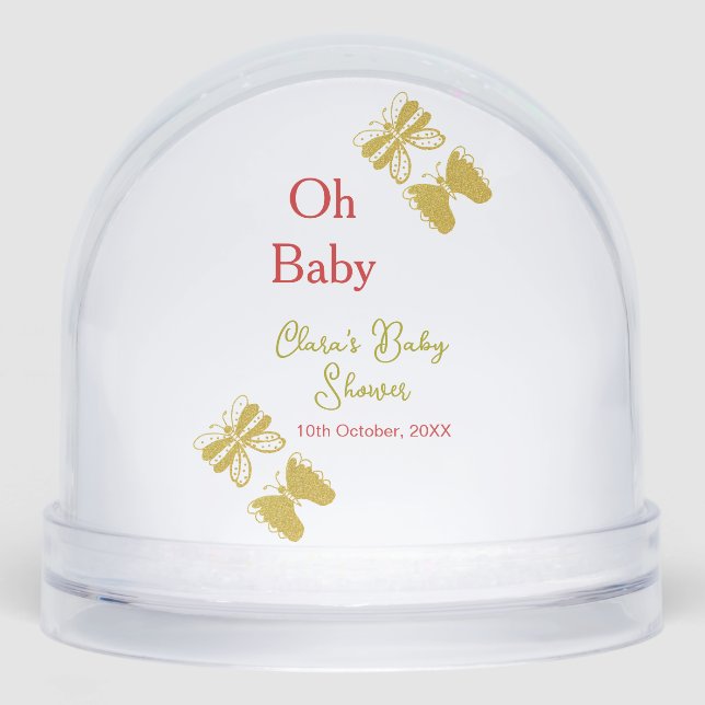 Goldene Schmetterling Rote Babydusche - Baby moder Schneekugeln (Vorderseite)